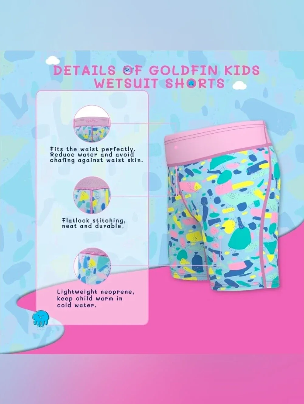 Goldfin Wetsuit Shorts Kids Size 4-6t